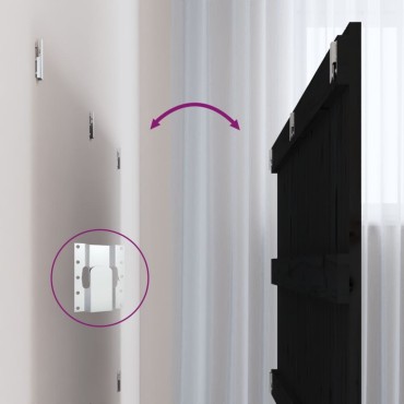 vidaXL Κεφαλάρι Τοίχου Μαύρο 204x3x90cm από Μασίφ Ξύλο Πεύκου 1 τεμ.