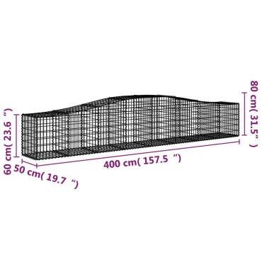 vidaXL Συρματοκιβώτια Τοξωτά 25 τεμ. 400x50x60/80 εκ. Γαλβαν. Ατσάλι