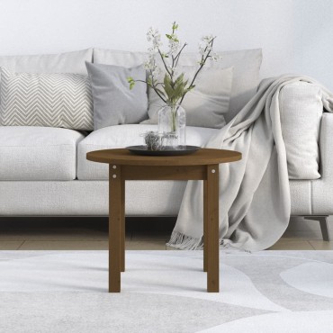 vidaXL Τραπεζάκι Σαλονιού Καφέ Μελί 55x45cm Μασίφ Ξύλο Πεύκου 1 τεμ.