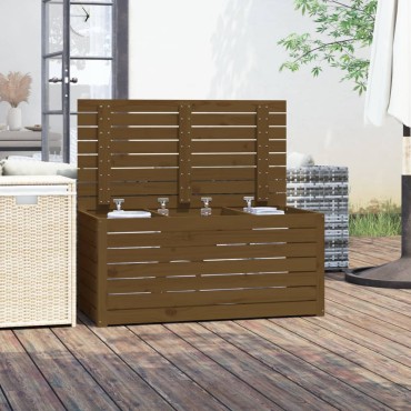 vidaXL Μπαούλο Κήπου Μελί Καφέ 101x50,5x46,5cm Μασίφ Ξύλο Πεύκου 1 τεμ.