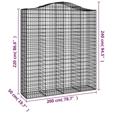 vidaXL Συρματοκιβώτια Τοξωτά 4 τεμ. 200x50x220/240 εκ. Γαλβαν. Ατσάλι