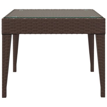 vidaXL Βοηθητικό Τραπεζάκι Καφέ 50x50x38cm Συνθ. Ρατάν/ Ψημένο Γυαλί 1 τεμ.