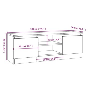 vidaXL Έπιπλο Τηλεόρασης με Πόρτα Καφέ Δρυς 102x30x36cm
