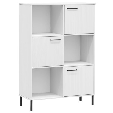 vidaXL Βιβλιοθήκη OSLO Λευκή 90x35x128,5cm Μασίφ Ξύλο με Μετ. Πόδια 1 τεμ.