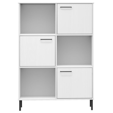 vidaXL Βιβλιοθήκη OSLO Λευκή 90x35x128,5cm Μασίφ Ξύλο με Μετ. Πόδια 1 τεμ.
