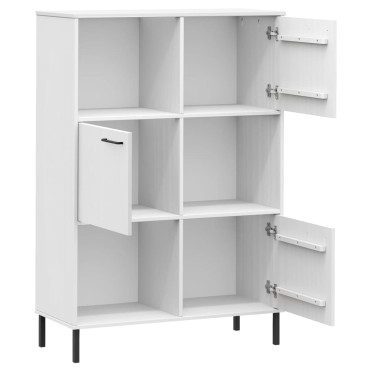 vidaXL Βιβλιοθήκη OSLO Λευκή 90x35x128,5cm Μασίφ Ξύλο με Μετ. Πόδια 1 τεμ.