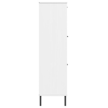 vidaXL Βιβλιοθήκη OSLO Λευκή 90x35x128,5cm Μασίφ Ξύλο με Μετ. Πόδια 1 τεμ.