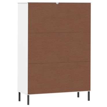 vidaXL Βιβλιοθήκη OSLO Λευκή 90x35x128,5cm Μασίφ Ξύλο με Μετ. Πόδια 1 τεμ.