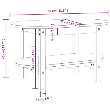 vidaXL Τραπεζάκι Σαλονιού Γκρι 80x45x45cm από Μασίφ Ξύλο Πεύκου 1 τεμ.