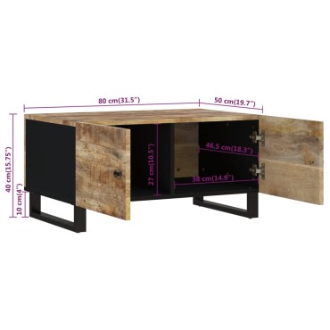 vidaXL Τραπεζάκι Σαλονιού 80x50x40cm Μασίφ Ξύλο Μάνγκο & Επεξ. Ξύλο 1 τεμ.