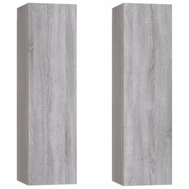 vidaXL Έπιπλα Τηλεόρασης Επιτοίχια 2 τεμ. Γκρι Sonoma 30,5x30x110cm