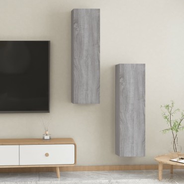 vidaXL Έπιπλα Τηλεόρασης Επιτοίχια 2 τεμ. Γκρι Sonoma 30,5x30x110cm