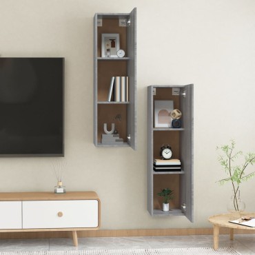 vidaXL Έπιπλα Τηλεόρασης Επιτοίχια 2 τεμ. Γκρι Sonoma 30,5x30x110cm