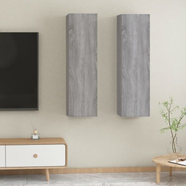 vidaXL Έπιπλα Τηλεόρασης Επιτοίχια 2 τεμ. Γκρι Sonoma 30,5x30x110cm