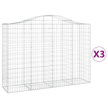 vidaXL Συρματοκιβώτια Τοξωτά 3 τεμ. 200x50x140/160 εκ. Γαλβαν. Ατσάλι