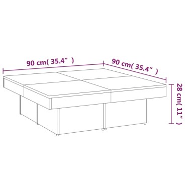 vidaXL Τραπεζάκι Σαλονιού Καφέ Δρυς 90x90x28cm Επεξεργασμένο Ξύλο 1 τεμ.