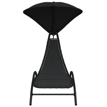 vidaXL Ξαπλώστρα με Σκίαστρο Μαύρη 167x80x195cm Ύφασμα και Ατσάλι 1 τεμ.