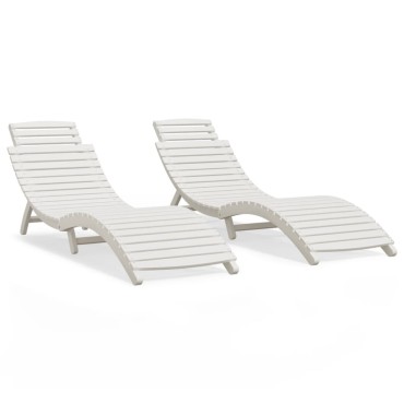 vidaXL Ξαπλώστρες 2 τεμ. Λευκές 184x55x64cm από Μασίφ Ξύλο Ακακίας