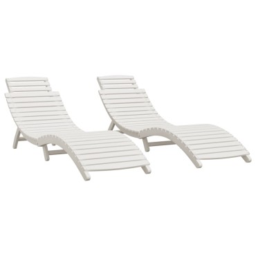 vidaXL Ξαπλώστρες 2 τεμ. Λευκές 184x55x64cm από Μασίφ Ξύλο Ακακίας