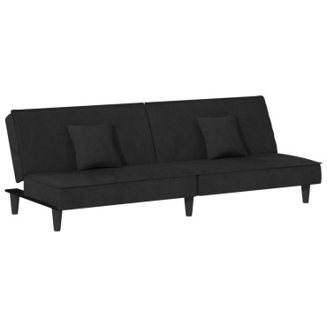 vidaXL Καναπές Κρεβάτι Μαύρος Βελούδινος 200x100x33cm 1 τεμ. Γωνιακός