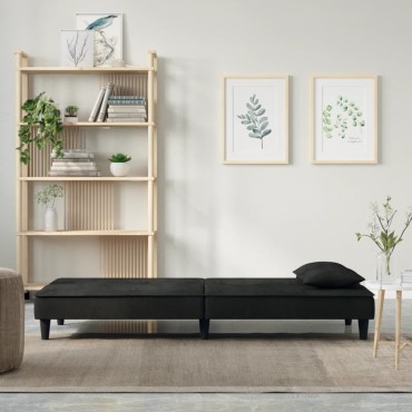 vidaXL Καναπές Κρεβάτι Μαύρος Βελούδινος 200x100x33cm 1 τεμ. Γωνιακός