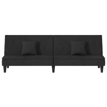 vidaXL Καναπές Κρεβάτι Μαύρος Βελούδινος 200x100x33cm 1 τεμ. Γωνιακός