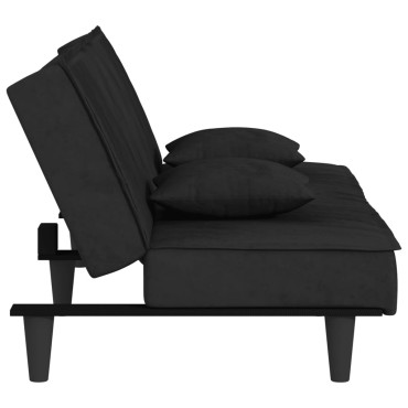vidaXL Καναπές Κρεβάτι Μαύρος Βελούδινος 200x100x33cm 1 τεμ. Γωνιακός