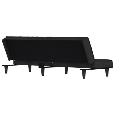 vidaXL Καναπές Κρεβάτι Μαύρος Βελούδινος 200x100x33cm 1 τεμ. Γωνιακός