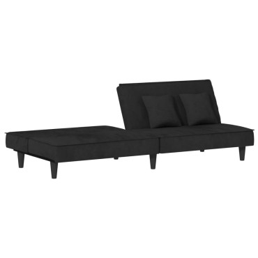 vidaXL Καναπές Κρεβάτι Μαύρος Βελούδινος 200x100x33cm 1 τεμ. Γωνιακός