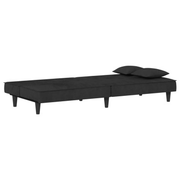 vidaXL Καναπές Κρεβάτι Μαύρος Βελούδινος 200x100x33cm 1 τεμ. Γωνιακός