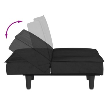 vidaXL Καναπές Κρεβάτι Μαύρος Βελούδινος 200x100x33cm 1 τεμ. Γωνιακός