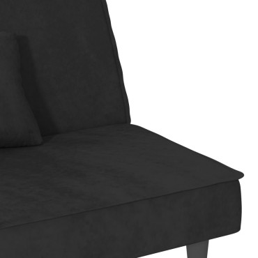 vidaXL Καναπές Κρεβάτι Μαύρος Βελούδινος 200x100x33cm 1 τεμ. Γωνιακός