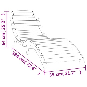 vidaXL Ξαπλώστρα Λευκή 184x55x64cm από Μασίφ Ξύλο Ακακίας 1 τεμ.