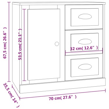vidaXL Ντουλάπι Γυαλιστερό Λευκό 70x35,5x67,5cm Επεξεργασμένο Ξύλο 1 τεμ.