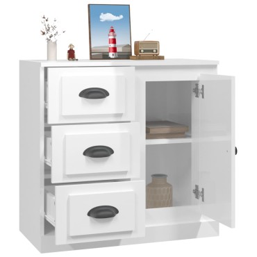 vidaXL Ντουλάπι Γυαλιστερό Λευκό 70x35,5x67,5cm Επεξεργασμένο Ξύλο 1 τεμ.