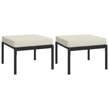vidaXL Υποπόδια Κήπου 2 τεμ. 60x60x35cm Ατσάλι με Μαξιλάρια Χρ. Άμμου Διθέσιος