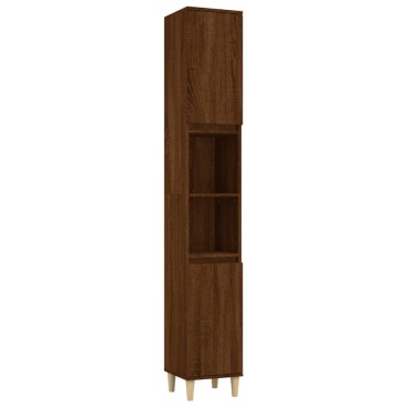 vidaXL Ντουλάπι Μπάνιου Καφέ Δρυς 30x30x190cm Επεξεργασμένο Ξύλο 1 τεμ.
