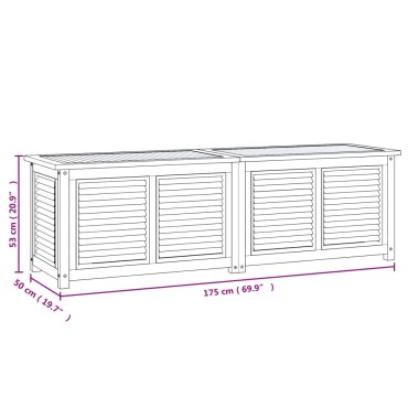 vidaXL Μπαούλο Αποθήκευσης Κήπου με Τσάντα 175x50x55cm Μασίφ Ξύλο Teak 1 τεμ.