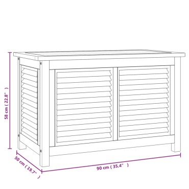 vidaXL Μπαούλο Αποθήκευσης Κήπου με Τσάντα 90x50x58cm Μασίφ Ξύλο Teak 1 τεμ.