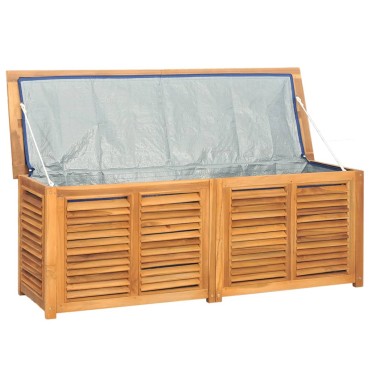vidaXL Μπαούλο Αποθήκευσης Κήπου με Τσάντα 150x50x55cm Μασίφ Ξύλο Teak 1 τεμ.