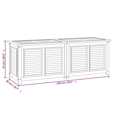 vidaXL Μπαούλο Αποθήκευσης Κήπου με Τσάντα 150x50x55cm Μασίφ Ξύλο Teak 1 τεμ.