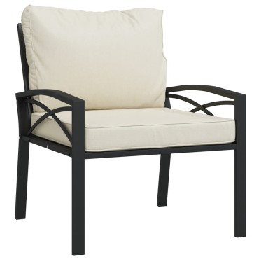 vidaXL Καρέκλα Κήπου 68x76x79cm Ατσάλινη Μαξιλάρια Χρώμα Άμμου