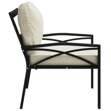 vidaXL Καρέκλα Κήπου 68x76x79cm Ατσάλινη Μαξιλάρια Χρώμα Άμμου