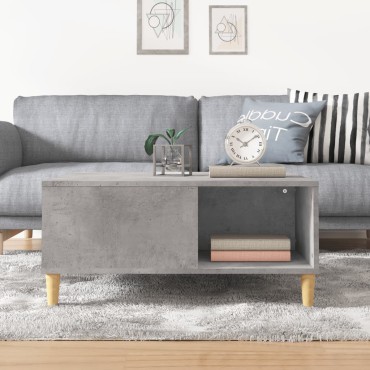 vidaXL Τραπεζάκι Σαλονιού Γκρι Σκυροδ. 80x80x36,5cm Επεξεργ. Ξύλο 1 τεμ.