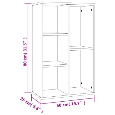 vidaXL Βιβλιοθήκη/Βοηθητικό Ντουλάπι Γκρι Sonoma 50x25x80cm Επεξ Ξύλο 1 τεμ.