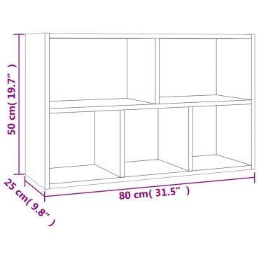 vidaXL Βιβλιοθήκη/Βοηθητικό Ντουλάπι Γκρι Sonoma 50x25x80cm Επεξ Ξύλο 1 τεμ.