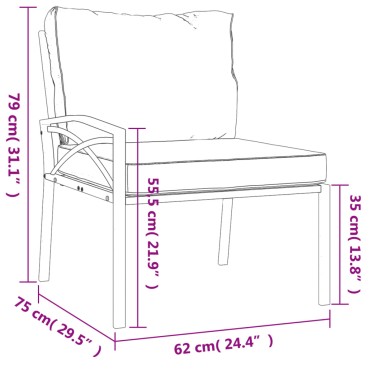 vidaXL Καρέκλες Κήπου 2 τεμ. 62x75x79cm Ατσάλινες Μαξιλάρια Χρ. Άμμου Διθέσιος