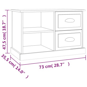 vidaXL Έπιπλο Τηλεόρασης Γυαλ. Λευκό 73x35,5x47,5cm από Επεξ. Ξύλο