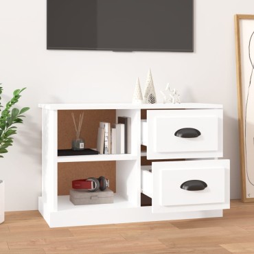 vidaXL Έπιπλο Τηλεόρασης Γυαλ. Λευκό 73x35,5x47,5cm από Επεξ. Ξύλο