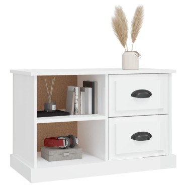 vidaXL Έπιπλο Τηλεόρασης Γυαλ. Λευκό 73x35,5x47,5cm από Επεξ. Ξύλο